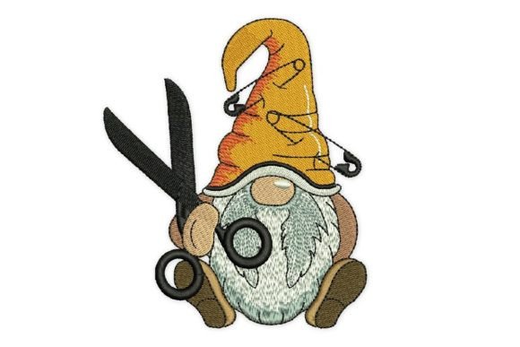 Gnome Scissors Embroidery Design