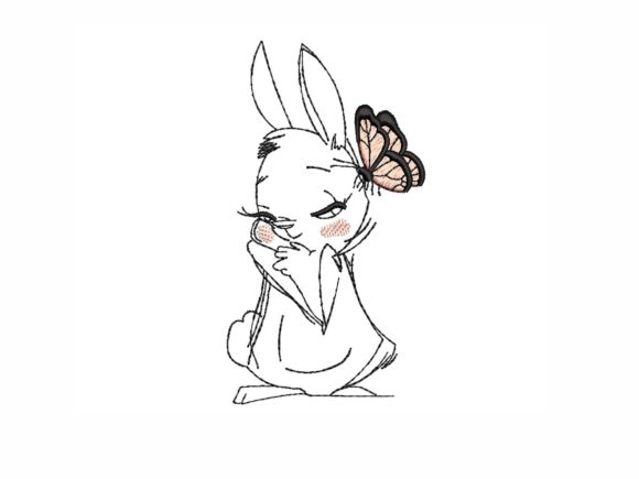 Hare and Butterfly Embroidery Design