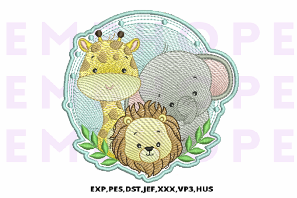 Jungle Animals Lion Giraffe and Elephant