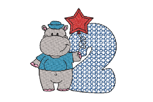 Number 2 Cute Hippo